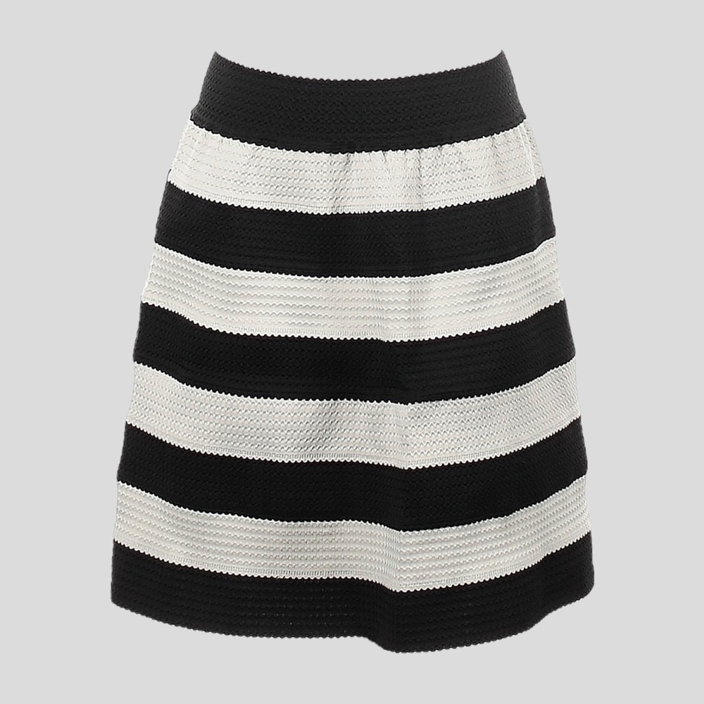 🌺 Downeast Textured A-Line Black & White Stretchy Stripe Skirt Size XL